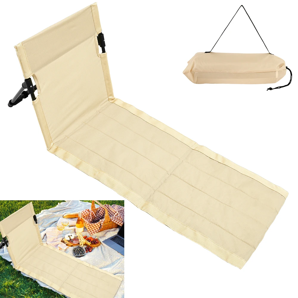 Faltbarer Campingstuhl für den Außenbereich, einzelner Lazy Chair, kratzfestes Rückenlehnenkissen, tragbarer, wasserdichter Strand-Picknick-Bodenstuhl