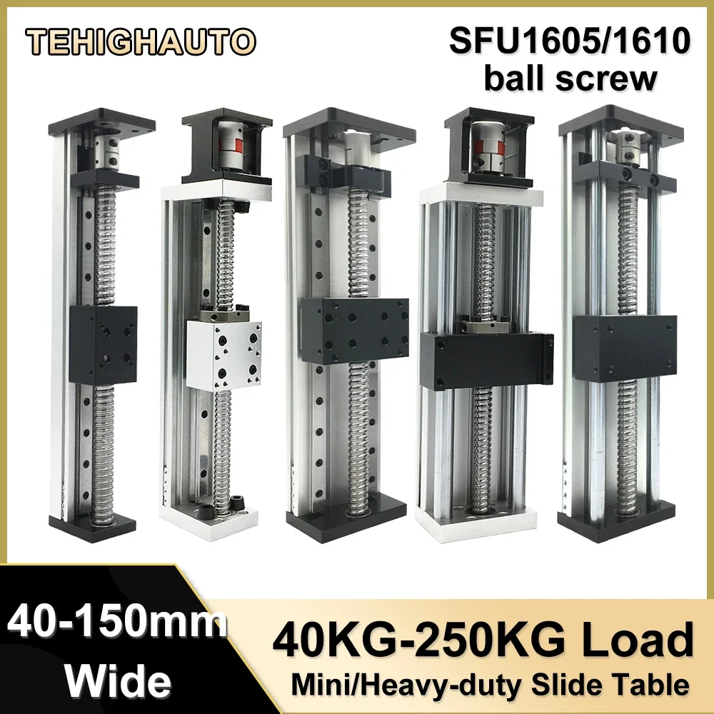 40–250 kg Last, Kugelumlaufspindel, Schiebetisch, Mini-/Schwer-Linearführungsplattform, SFU1605/1610, robuste motorisierte Lineartisch aus Aluminium Image