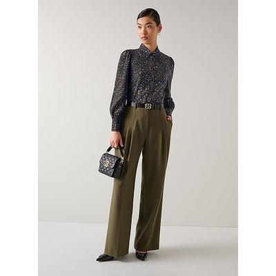 Sonya Green Multi Animal Print Silk Blouse Khaki, Khaki