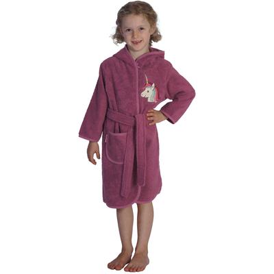 Kinderbademantel WÖRNER "Einhorn" Gr. 86, lila (light mauve), 86/92, Baumwolle, Hausmäntel, mit Stickerei, Kapuze, Tasche, Einhorn, maschinenwaschbar Image