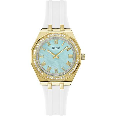 Quarzuhr GUESS "DESIRE", weiß, Armbanduhren, Damen, Armbanduhr, Damenuhr, Silikonarmband Image