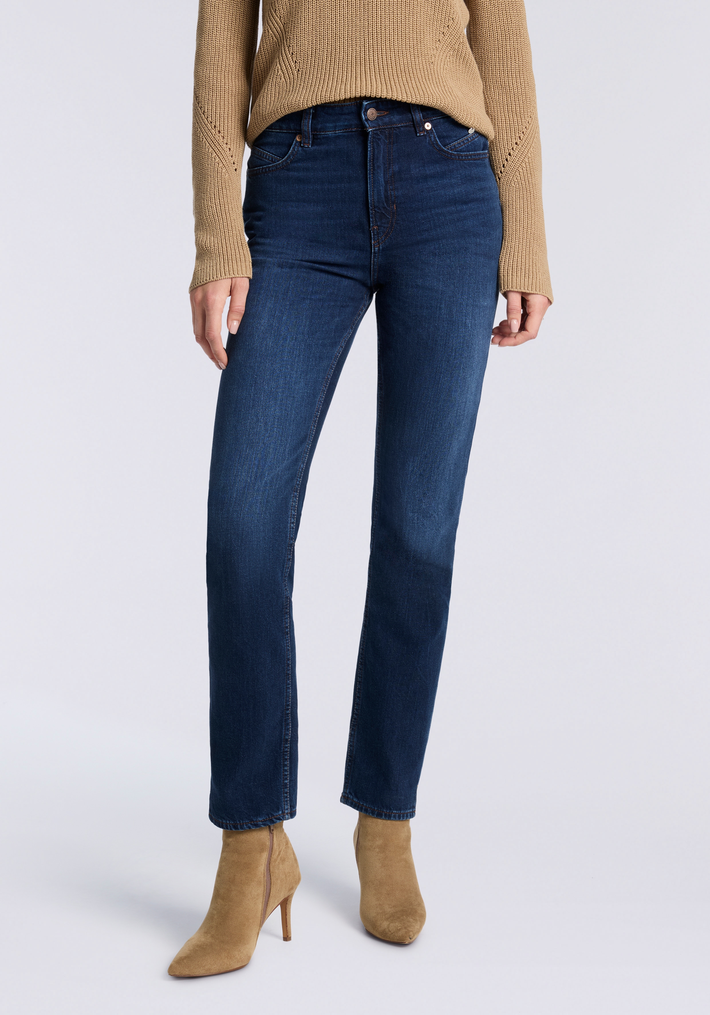 Slim-fit-Jeans BOSS ORANGE "Ada Slim Premium Damenmode", Damen, Gr. 32, Länge 32, blau (blau 400), Denim/Jeans, Obermaterial: 90% Baumwolle, 10% Lyocell, unifarben, slim fit normal, Jeans Slim-fit-Jeans, High Rise