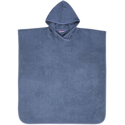 Badeponcho WÖRNER "Badeponcho Uni" Gr. M, blau (dunkelblau), L:80cm in Gr. M, Baumwolle, Hausmäntel, Poncho, Baden, Kapuze, maschinenwaschbar Image