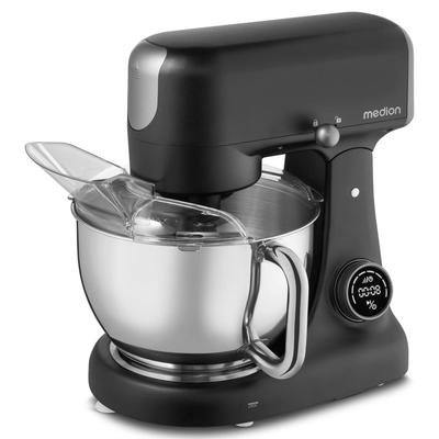 MEDION Küchenmaschine "MD 12600, 8 Geschwindigkeitsstufen, Impulsfunktion, DC-Motor, 4,6 L", schwarz, B:34,5cm H:32cm T:20cm, Küchenmaschinen, Mit umfangreichem Zubehör-Set, Fleischwolf-Aufsatz, Gemüsereibe