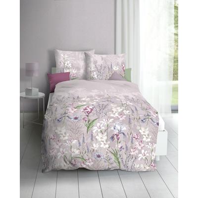 Bettwäsche KAEPPEL "Lily", rot (rosenholz), B/L: 155cm x 220cm, , Feinbiber, B/L: 80cm x 80cm, Feinbiber, Obermaterial: 100% Baumwolle, Bettwäsche, Mit Blumenmuster Image