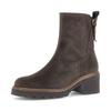Stiefelette GABOR "TUNIS", Damen, Gr. 38,5, braun (dunkelbraun), Veloursleder, unifarben, klassisch, Schuhe, Blockabsatz, Herbstboots mit Zierreißverschluss außen, G-Weite