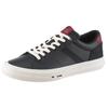 Sneaker TOMMY HILFIGER "TH HI VULC LTH STREET", Herren, Gr. 45, blau (dunkelblau), Nappaleder, Veloursleder, sportlich, Schuhe, Freizeitschuh, Halbschuh, Schnürer mit weich gepolstertem Schaftrand