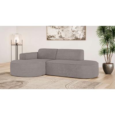 Ecksofa OTTO HOME "ADELLA XL Design-Sofa mit Recamiere rechts/links, 263/159/76 cm", grau (taupe), B:263cm H:76cm T:159cm, 100% Polyester, Sofas, L-Form XL mit Wellenunterfederung, runde Form, auch in Cord Image