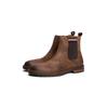 Chelseaboots TOMMY HILFIGER "CLEATED HILFIGER SUEDE CHELSEA", Herren, Gr. 42, braun (dunkelbraun), Veloursleder, Elastischer Einsatz, used, klassisch, Schuhe, Blockabsatz, Stiefelette, Businessschuh in schmaler Form