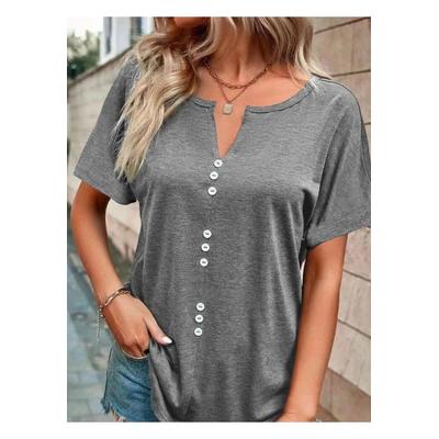 Damen Kurzarm-T-Shirt mit Notch-Ausschnitt in Übergrößen Image