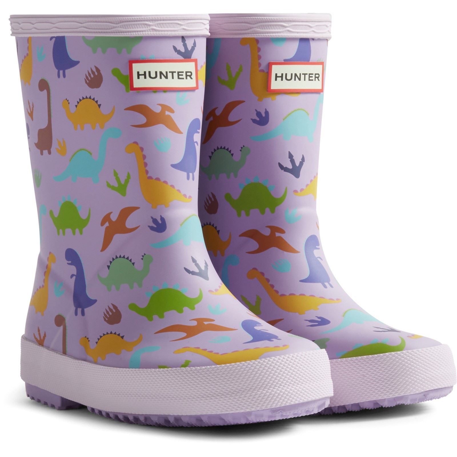 Hunter Kids Dinosaur Boot Gummi Lila Dinosaurier Gummistiefel Image