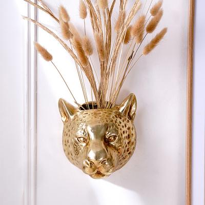 Resin Leopard Head Wall Decor, Dual-Purpose Wall Hanging for Flower Vase Storage, Creative Cute Animal Sculpture for Home Wall Decoration and Craft Ornament