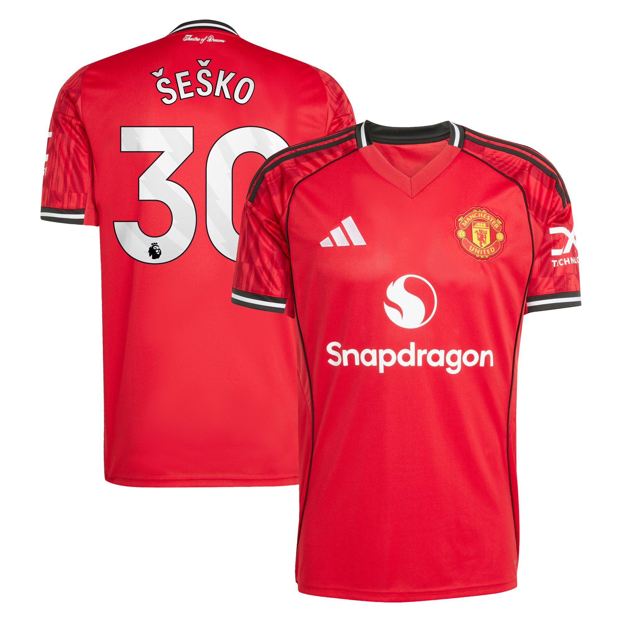 Maillot Domicile Manchester United adidas 2025-26 avec flocage Šeško 30 - Homme Taille: XL