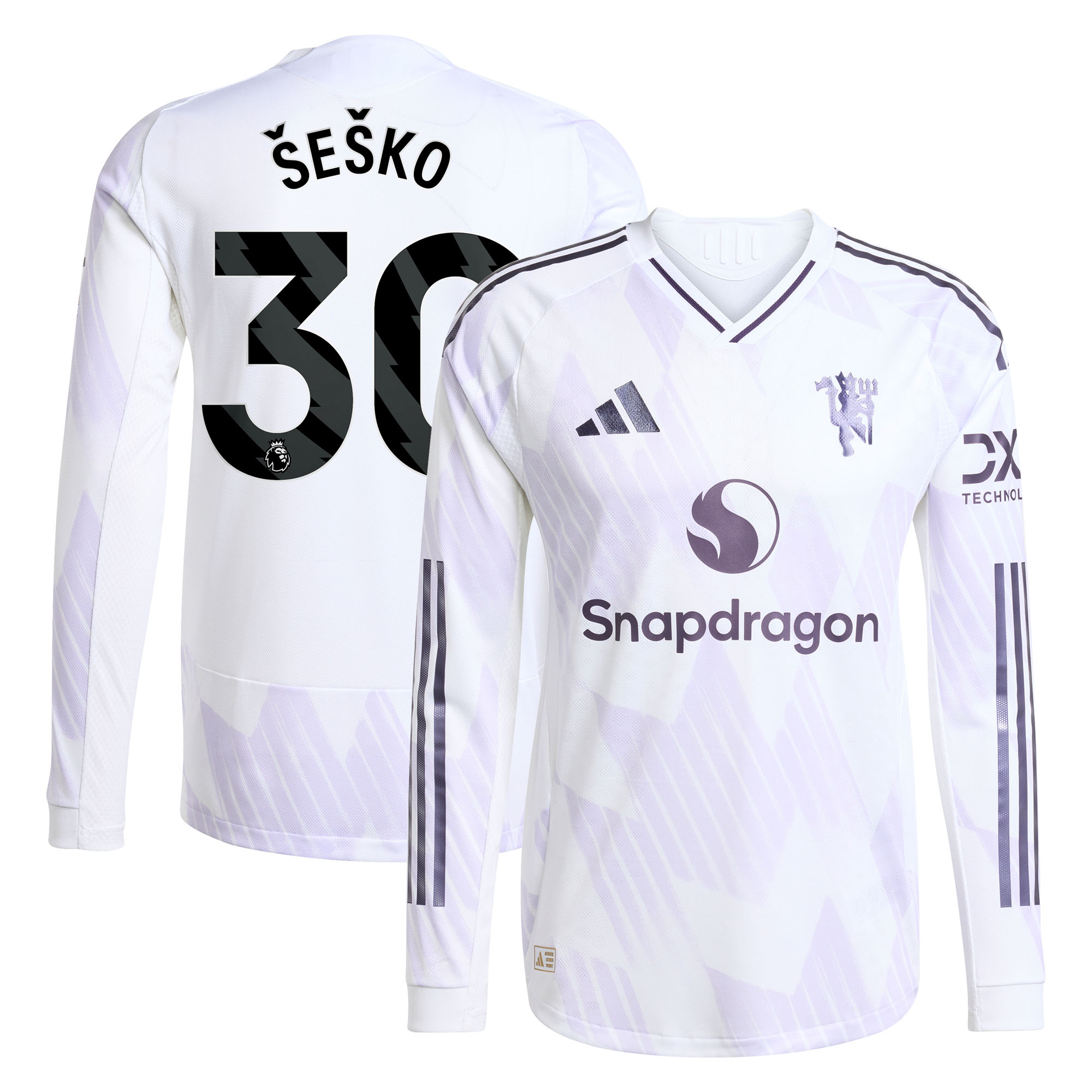 Manchester United adidas 2025-26 Authentic Auswärtstrikot - Langarm mit Aufdruck Šeško 30 Image
