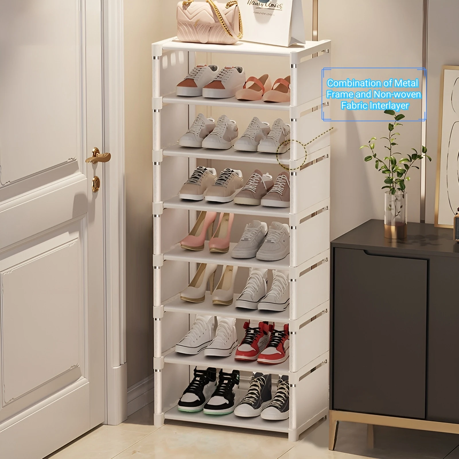 Shoe rack Small shoe cabinet widened against the wall door shoe rack small narrow household storage rental multi-storey