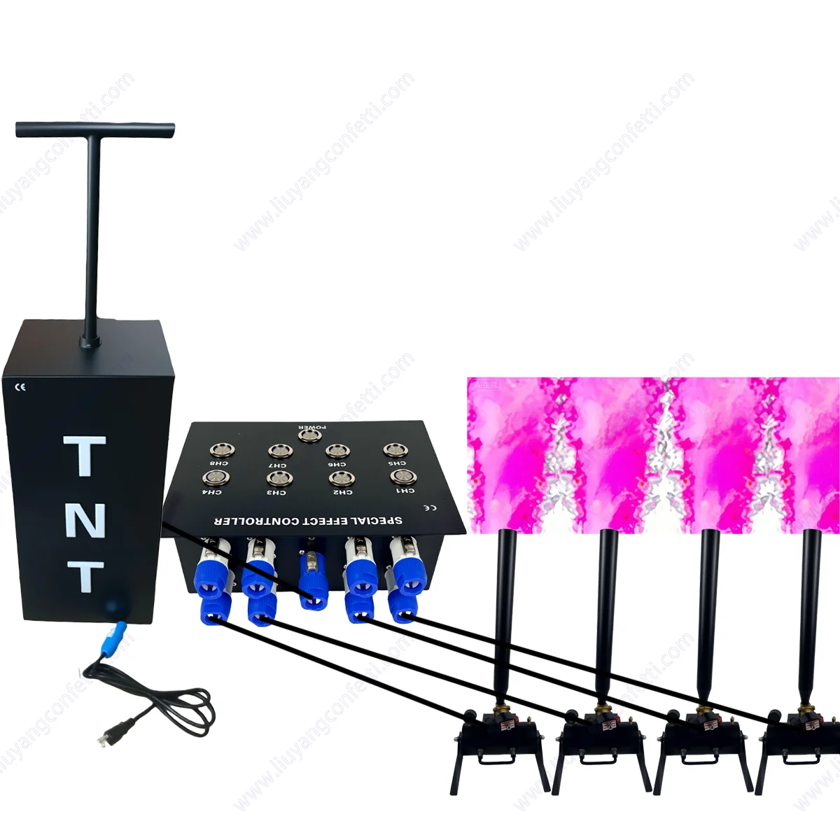1500W 8-way Power Controller Electronic Control System with Button Control Box for Stage Effect Machine Gender Reveal Event Show