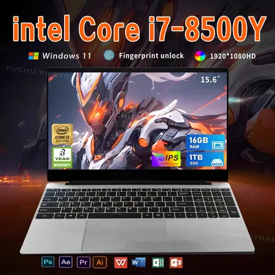 15.6 Inch Laptop Intel Core i7-8500Y Windows 11 Fingerprint Unlock PC Office Study NoteBook Gaming Computer 16GB RAM Laptops