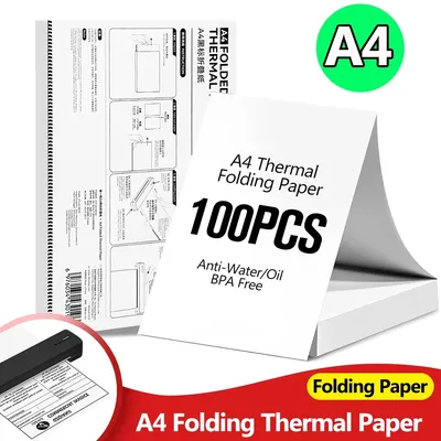 100 Sheets A4 Thermal Paper, Foldable for Portable Printers, Ideal for Office, Home, And School Use