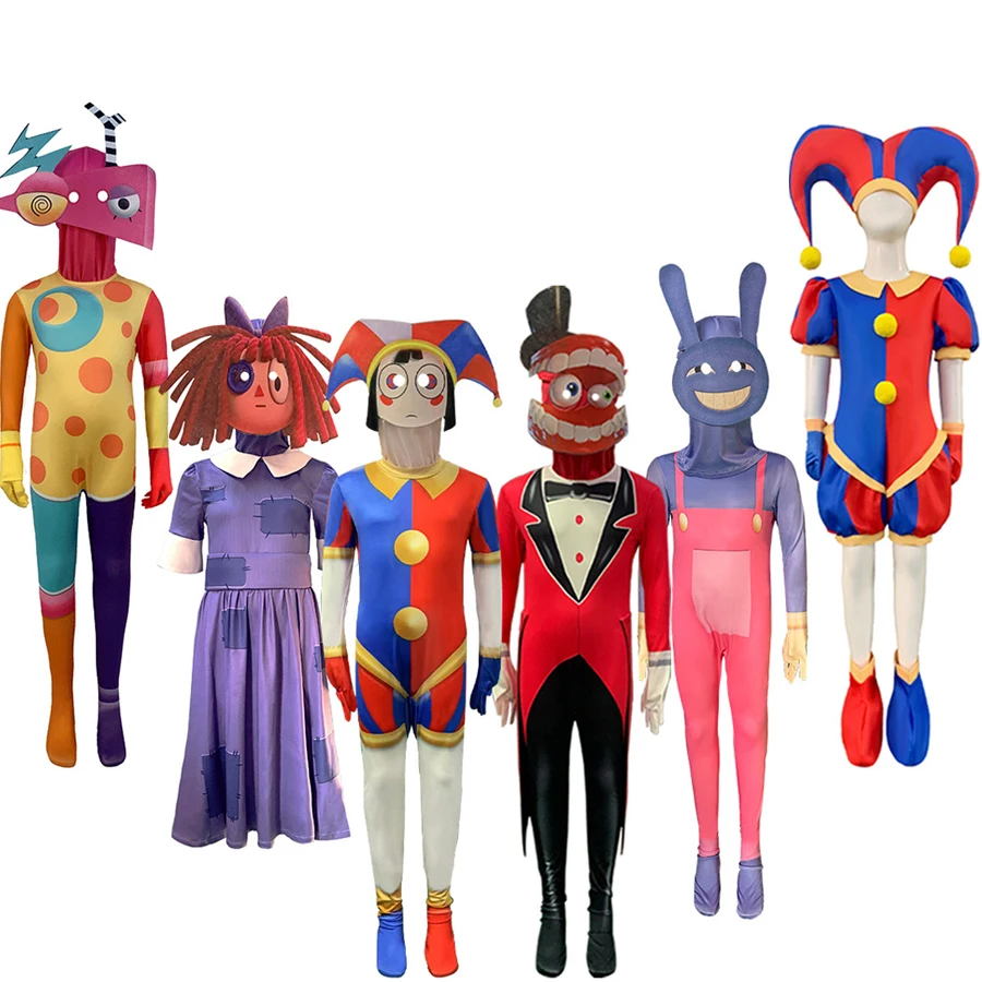 The Amazing Digital Circus Cosplay Kostüme Clown Pomni Ragatha Jax Cosplay Jumpsuit Bodysuit Cartoon Kleidung für Kinder Erwachsene Image