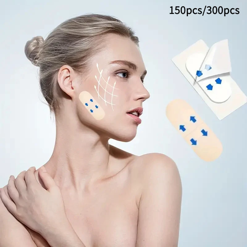 150 stücke/300 stücke V-Form Gesicht Falten Schlaffe Haut Klebeband Hebe Gesicht Aufkleber Transparent Dünne Gesicht patche Lift Werkzeug Image