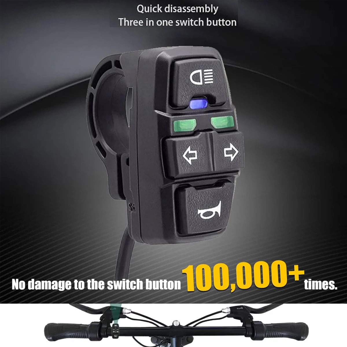 3-in-1-Schalter für elektrische Fahrräder, Roller, Scheinwerfer, Blinker, Hupenschalter Image