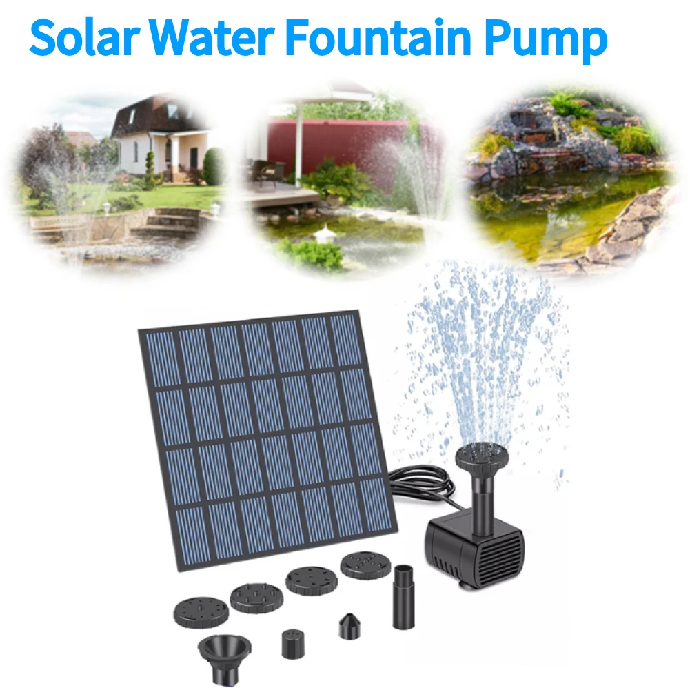Solar-Brunnenpumpe, Solar-Brunnen, Teichpumpen-Set, solarbetriebene Brunnen-Wasserpumpe für Vogelbad, Teiche, Garten, Aquarium