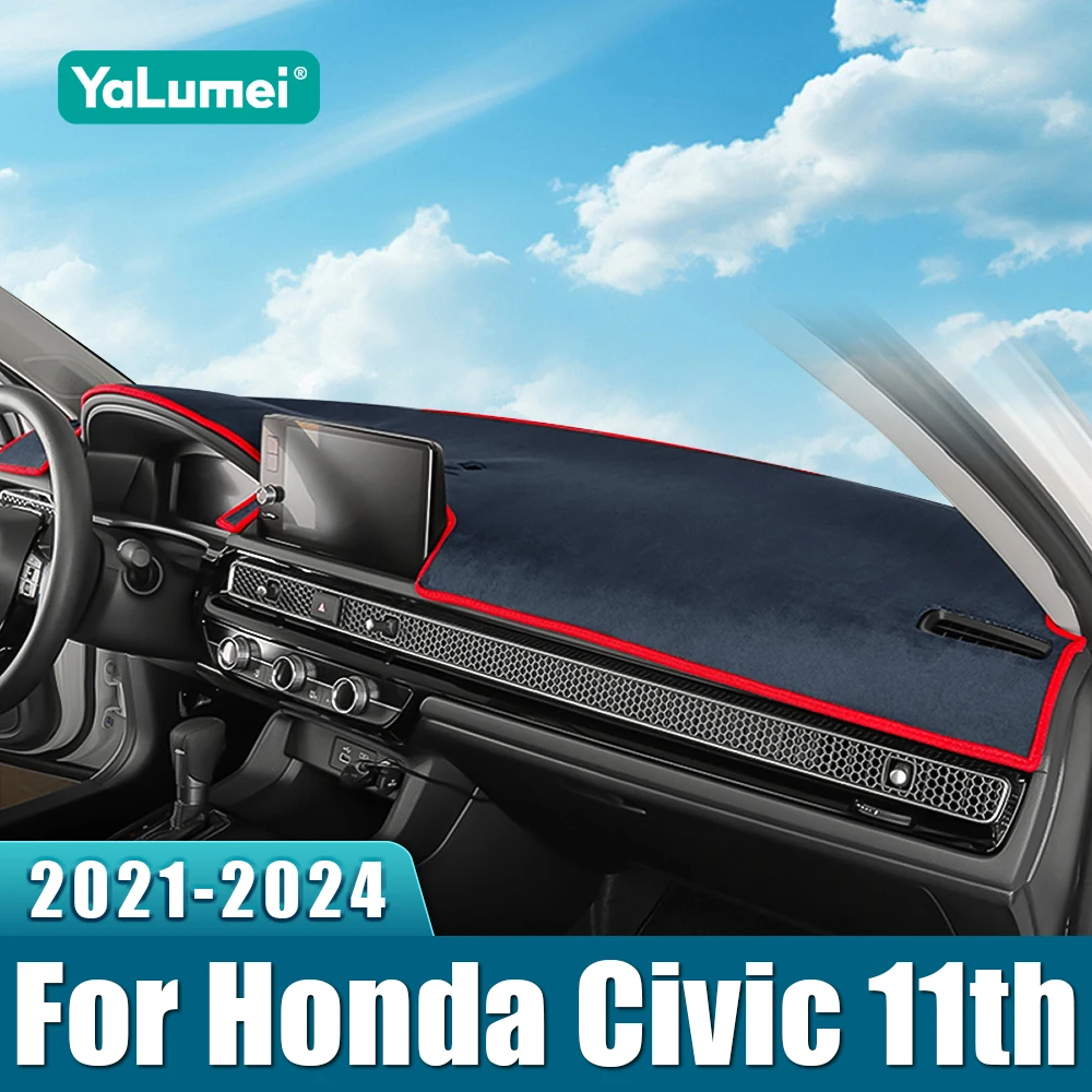 Für Honda Civic 11th 2021 2022 2023 2024 Auto Dashboard Abdeckung Vermeiden Licht Pad Sonnenschutz Anti-Uv Teppich Nicht-slip Matte Zubehör Image