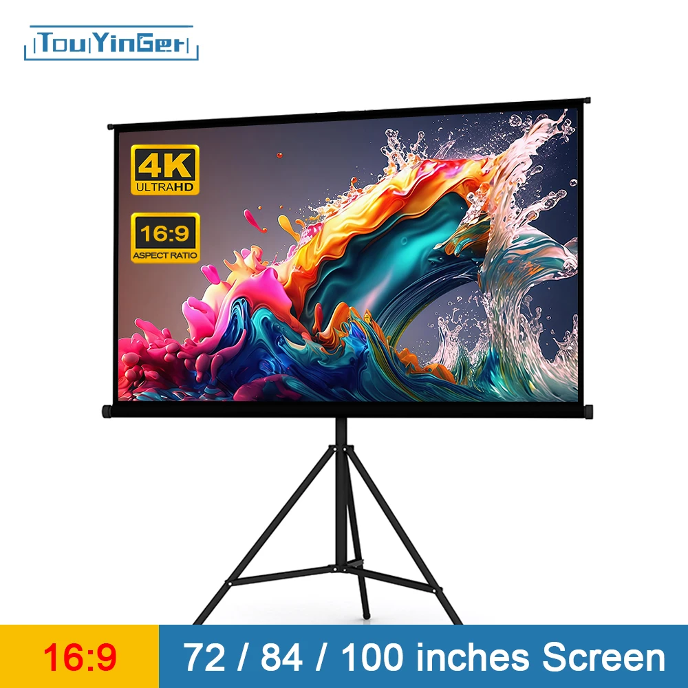 Touyinger Tragbarer 16:9-Projektor, 72 84 100 Zoll, weiße Projektionswand, Kantenprojektor-Leinwand, TV-Heim, audiovisuelle Bildschirm Image