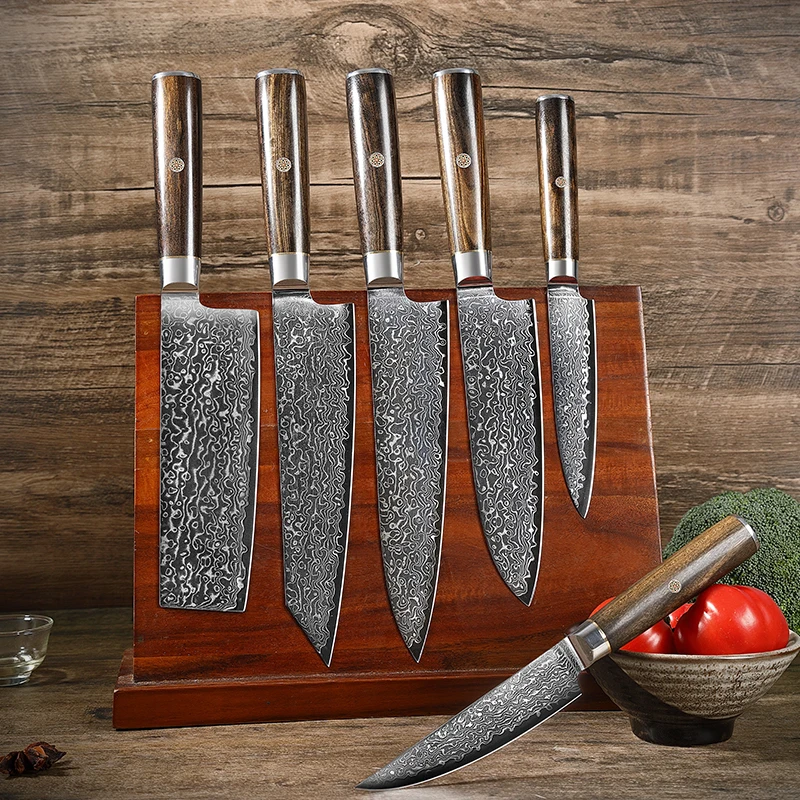 TJ POP 6-teiliges Küchenmesser-Set, 67-lagiges Allzweck-Steakmesser aus Damaststahl, Nakiri Santoku Kiritsuke Hackmesser, japanisches Kochmesser Image