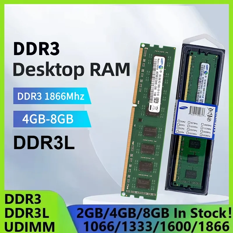 SAMSUNG Speicher Desktop Ram DDR3 8 GB 1600 MHz RAM Desktop-Speicher PC3 4 GB 12800U 240Pin 1,5 V NO ECC DDR3L Computerspeicher RAM UDIMM Image