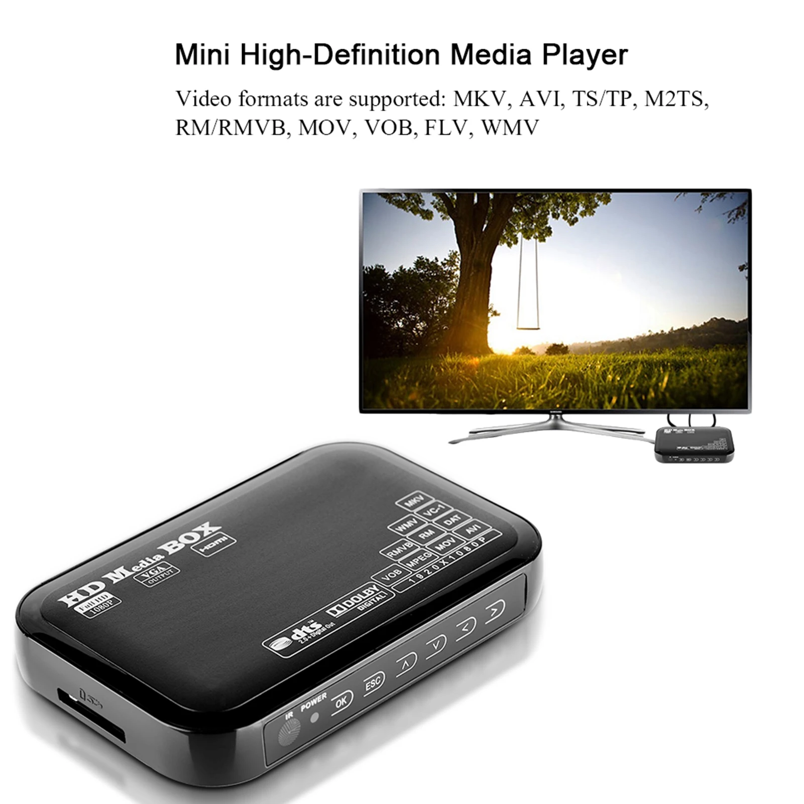 Full HD Mini Box Media Player 1080P Media Player Box Unterstützung USB MMC RMVB MP3 AVI MKV Media Player Box USB Media Box Image