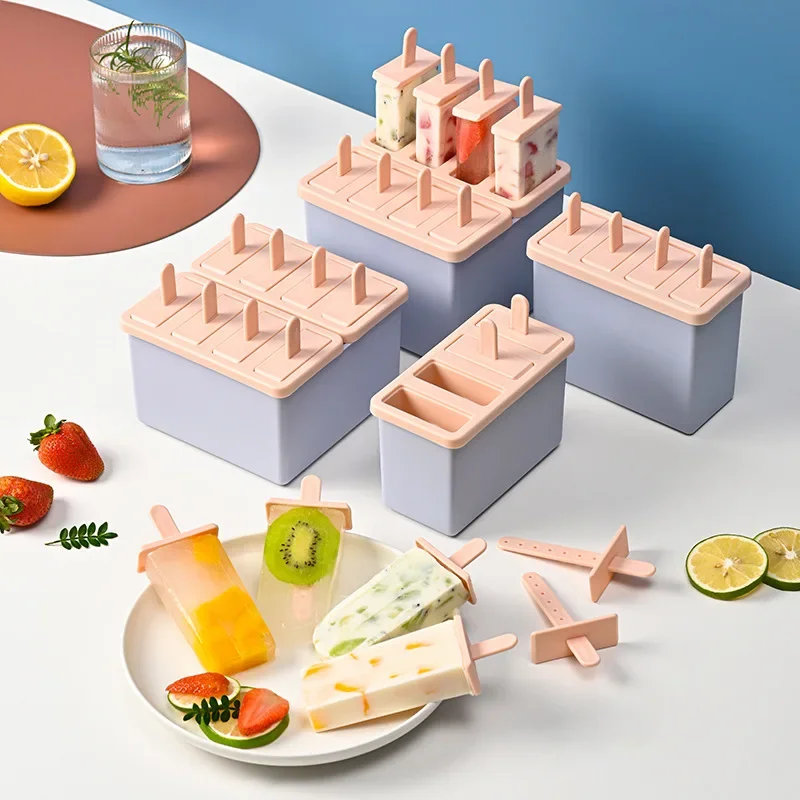 Hausgemachte Eiscreme-Artefakt-Eis am Stiel/Sorbet-Form, Lebensmittelqualität, für den Haushalt, Eis am Stiel, Herstellung gefrorener Eisbox, Schleifwerkzeuge mit Deckel Image