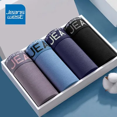 JEANSWEST Herrenunterwäsche, Baumwolle, feuchtigkeitsableitend, U-Beutel-Design, Herrenhöschen, einfarbig, Logo-Bund, Boxershorts für Herren Image