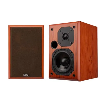 Passive HiFi-Bücherregallautsprecher, 5 Zoll Woofer und 4 Zoll Seidenhochtöner, Holzschrank, 2-Wege-Crossover, 50 W x 2 Ausgangsleistung, 4 Ω HiFi-Lautsprecher Image
