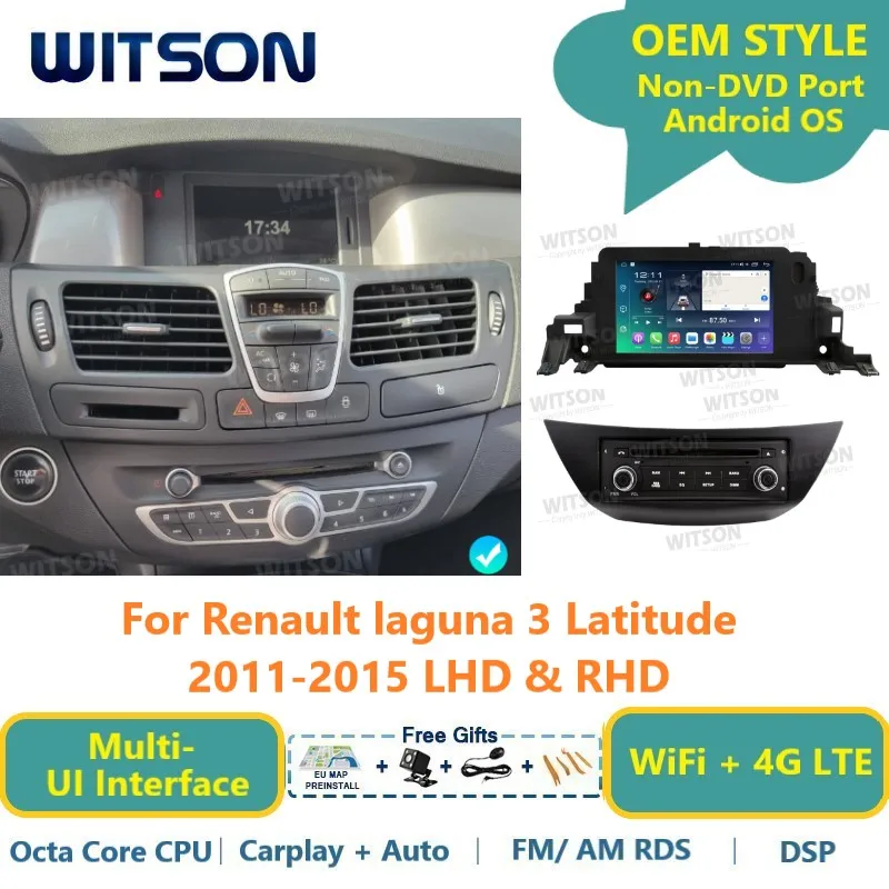 WITSON Android Auto Stereo Für Renault laguna 3 Latitude 2011-2015 LHD & RHD GPS WiFi Auto Radio Navi audio Carplay Multimedia Image