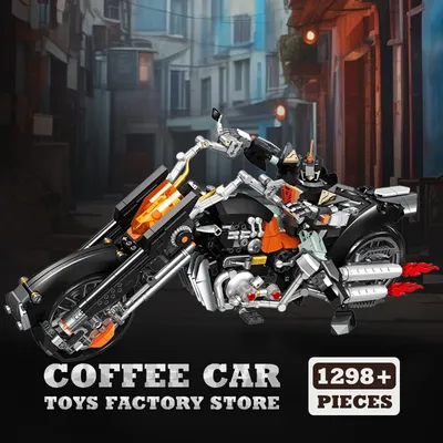 Vintage Motorrad Steampunk Mecha MOC Bausteine Retro Roboter Reiter Figur Blöcke Spielzeug Battle Bot Moto Autos Modell DIY Geschenke Image