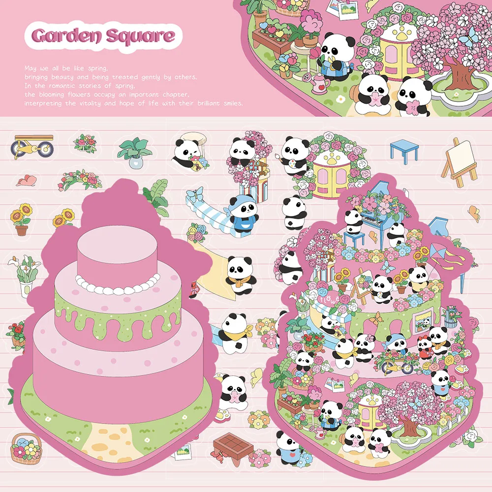 5PCS Garten Quadrat Aufkleber Harajuku Miniatur Wohnzimmer Moderne Landschaft DIY Home Art Bild Cartoon Cafe Skateboard Geschenk Aufkleber