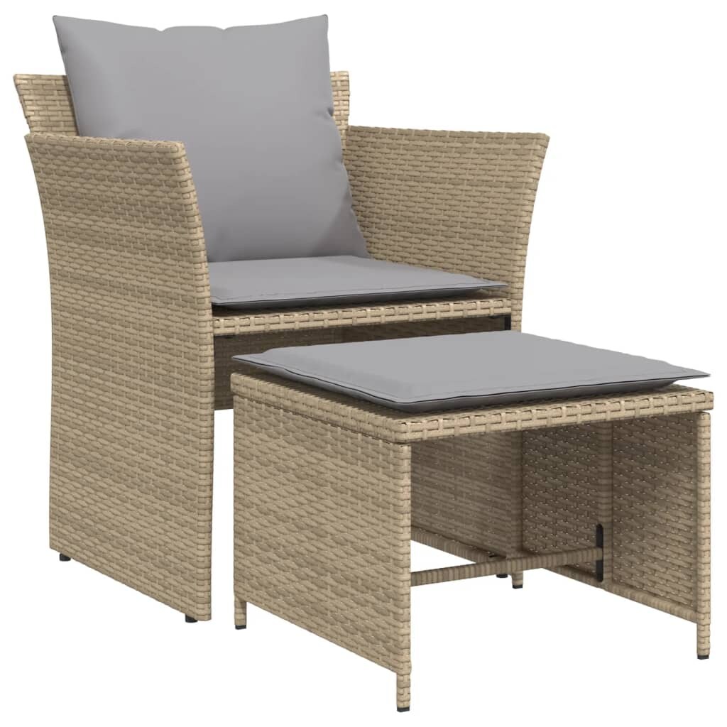 vidaXL Gartenstuhl mit Fußhocker Beige Poly Rattan Image