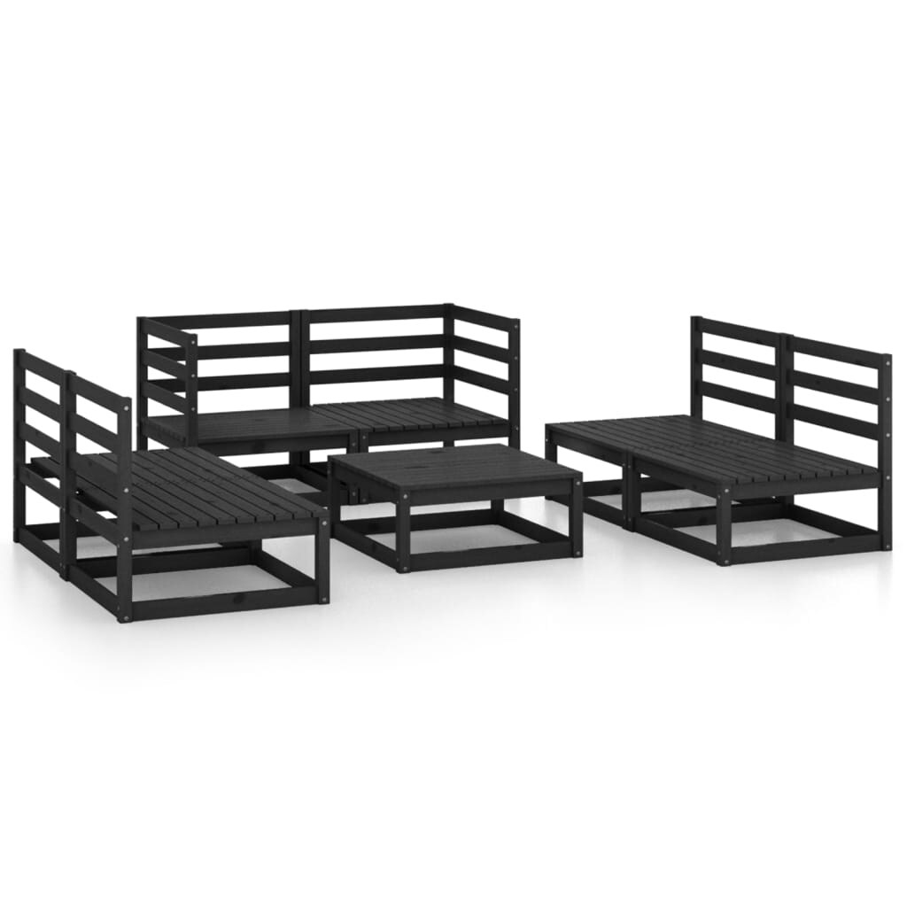 vidaXL 7-tlg. Garten-Lounge-Set Schwarz Massivholz Kiefer Image