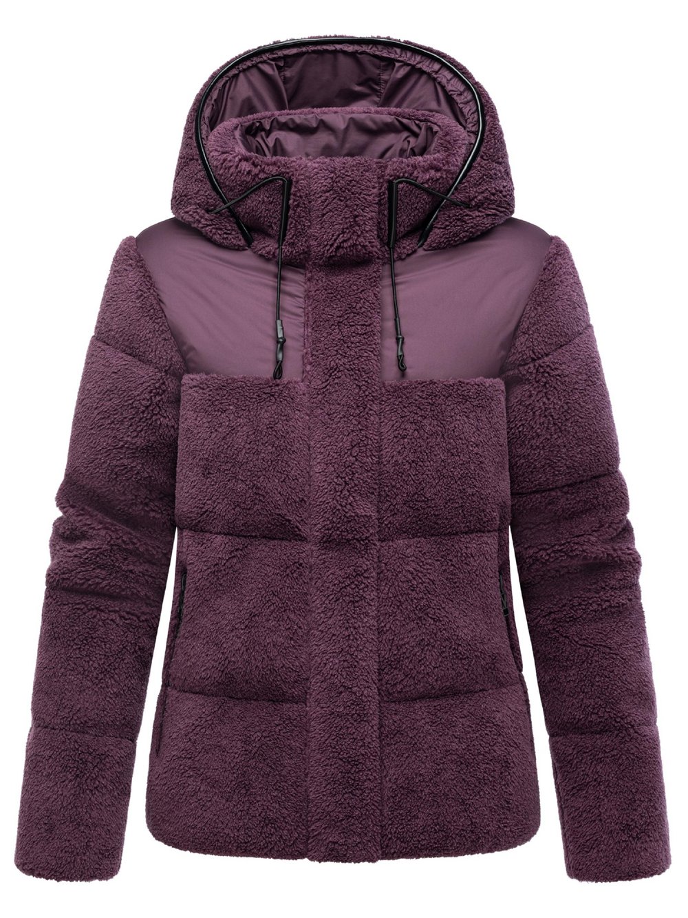 Marikoo Kapuzenplüschjacke Damen aubergine, M Image