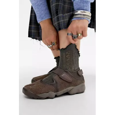 Out From Under Tipped Contrast Lettuce Edge Socks - Khaki at Urban Outfitters