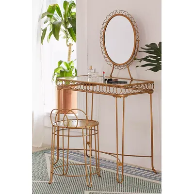 Wire Loop Dressing Table - Gold ALL at Urban Outfitters