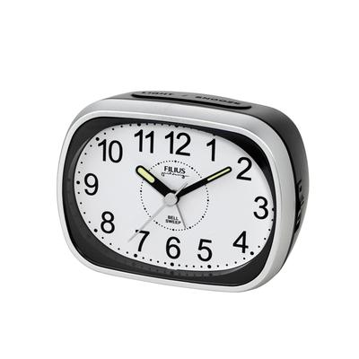Quarzwecker FILIUS ZEITDESIGN, schwarz, Wecker, Schlafzimmer, Leuchtzeiger, schleichende Sekunde, Glockenalarm, Snooze