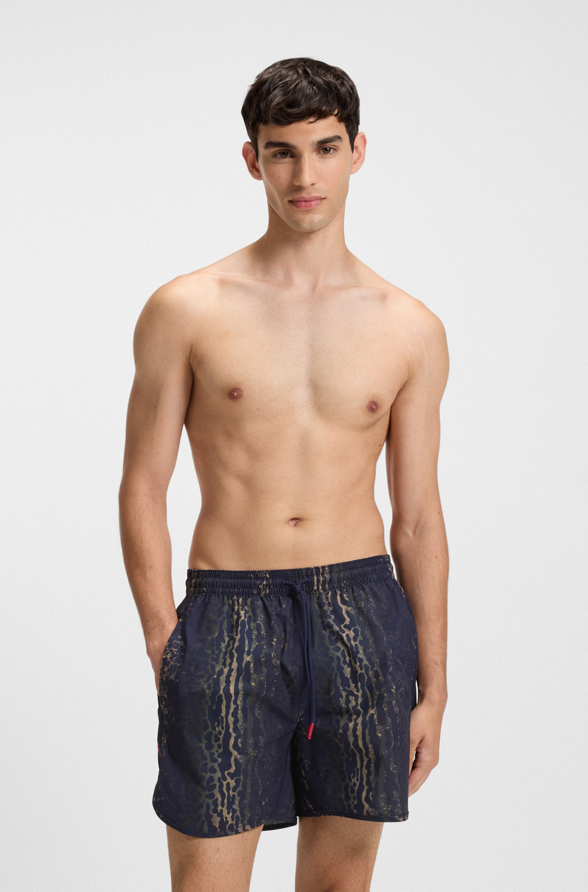 Badeshorts HUGO UNDERWEAR "Jose", Herren, Gr. XXL (56), N-Gr, open miscellaneous 988, Microfaser, Obermaterial: 100% Elastomultiester, Badehosen, elastischer Bund, bedruckt, schnelltrocknend Image
