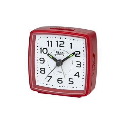 Quarzwecker FILIUS ZEITDESIGN, rot, Wecker, Reisewecker, Schlafzimmer, Beleuchtung, schleichende Sekunde, Snooze