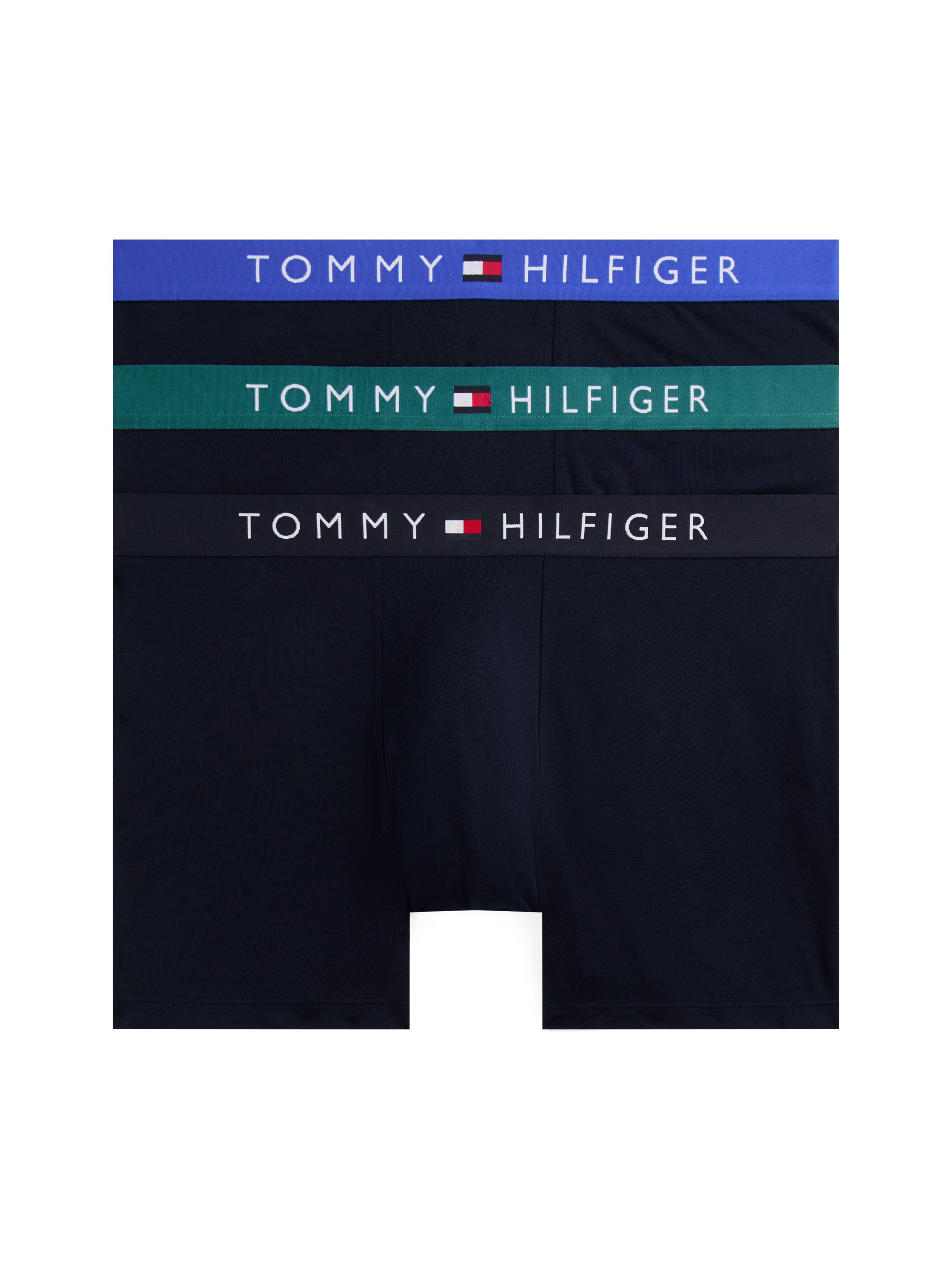 Boxer "3P BOXER BRIEF WB", Herren, Gr. M (50), blau (d sky, fmy ocn, nob blu), Jersey, Obermaterial: 95% Baumwolle, 5% Elasthan, TOMMY HILFIGER UNDERWEAR, körpernah, Unterhosen Image