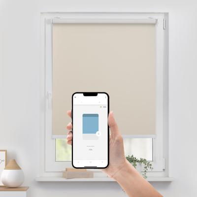 Rollo LICHTBLICK ORIGINAL "Klemmfix, ohne Bohren" Gr. 6, beige (beige, weiß, weiß), B:160cm H:190cm, Polyester, Rollos, Steuerbar mit Bluetooth-App, integrierter Elektromotor und Akku Image