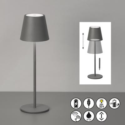 EASY BY FHL Außen-Tischleuchte "Viletto", grau (sandgrau), 1 flammig, Ø 11,00cm H: 36,00cm, Lampen, lange Leuchtdauer Image