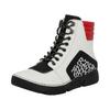 Sneakerboots RIEKER, Damen, Gr. 36, sanftes weiß, schwarz, rot, Lederimitat, kontrastfarbene Details, casual, Schuhe, Schnürboots, Schnürstiefelette mit zusätzlichem Innenreißverschluss