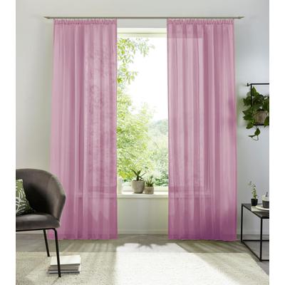 Gardine MY HOME "XANA mit Ösen, Kräuselband oder Schlaufen" Gr. 3, lila (mauve), B:145cm H:225cm, Voile, Polyester, Gardinen, Bestseller, einfarbig, 1 bzw. 2 Schals, pflegeleicht, Schal Image